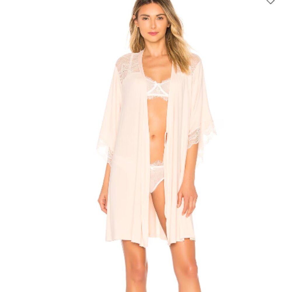 NWT Eberjey Inset Kimono Robe - Blush Pink, Size L